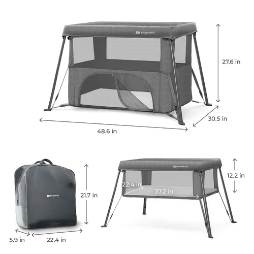 Vista 16 de Kinderkraft CAMI - Cama de bebé 3 en 1, cama de viaje para bebé, desde el nacimiento hasta los 3 años, cuna de bebé, cuna de viaje, fácil de plegar