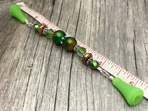 Vista 5 de Green Cooper Beaded Knitting Needle Point Protector Stitch Saver for Knitters