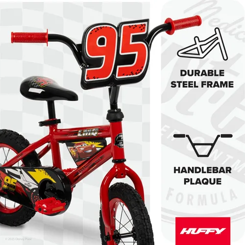 Vista 4 de Huffy Disney and Marvel 12/16 Inch Boys Bikes, Multiple Color Options Rojo Rayo McQueen