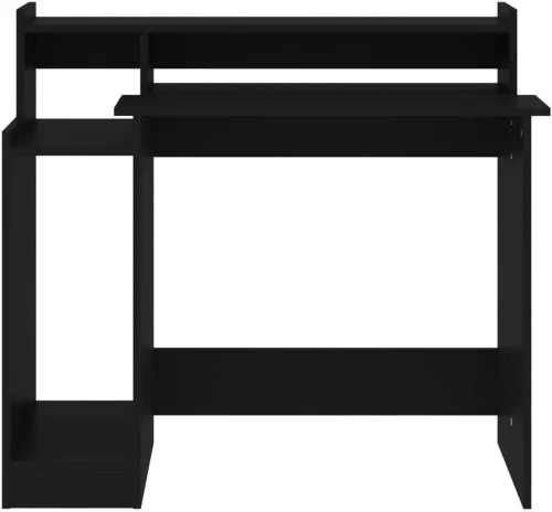 Vista 7 de vidaXL Escritorio, muebles de escritorio de oficina en casa con luces LED, escritorio de computadora de pie, mesa de estudio, estilo moderno, madera