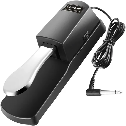 Vista 5 de Pedal de sostenimiento universal adecuado para teclados electrónicos Yamaha Casio Roland, piano digital y más dorado