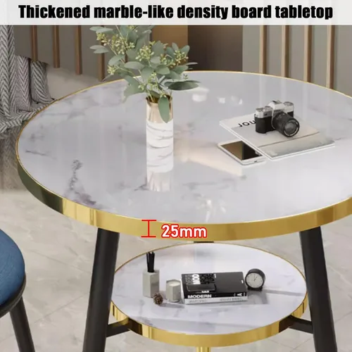 Vista 3 de YVYKFZD Office Reception Room Club Table, Simple Kitchen Dining Table Set with Storage Shelf, Round Conference Table for 4, Business Conference Room