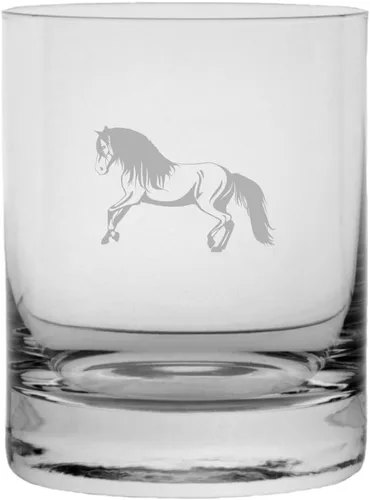 Vista 88 de Abaco Barb - Vaso de whisky con temática de caballo grabado (10.25 onzas)