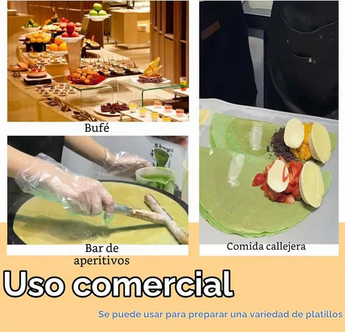 Vista 5 de Máquina eléctrica comercial para crepas, máquina de panqueques de doble cabeza, 15.7 in, plancha antiadherente con control de temperatura
