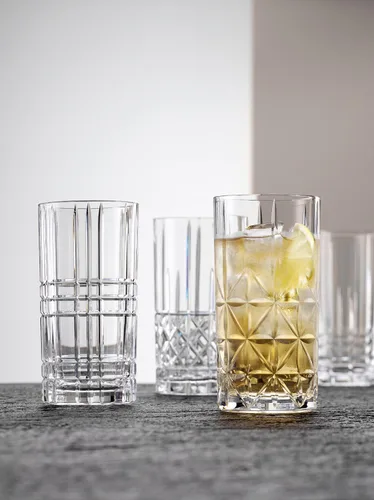 Vista 8 de Nachtmann Highland Collection Crystal - Vasos de bebida de 6 pulgadas de largo, con diferentes patrones de vidrio, para cócteles o bebidas sin