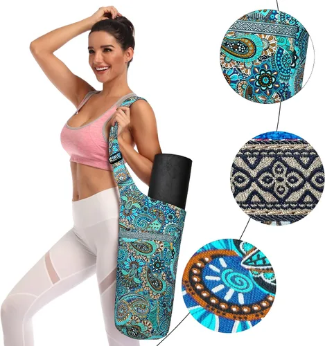 Vista 4 de IwIeIaIrI Yoga Mat Bag Cylinder for Women with Large Zipper Pocket Equipped with Storage Pocket, Polyester Material, Holds Yoga Essentials. Ideal