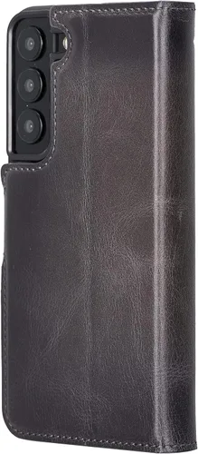 Vista 3 de Bayelon Funda compatible con Galaxy S22, cartera de cuero de grano completo para teléfono, funda desmontable con soporte, funda magnética abatible