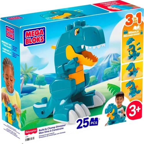 Vista 7 de MEGA BLOKS Fisher-Price - Juguete de bloque de dinosaurio T-Rex 3 en 1
