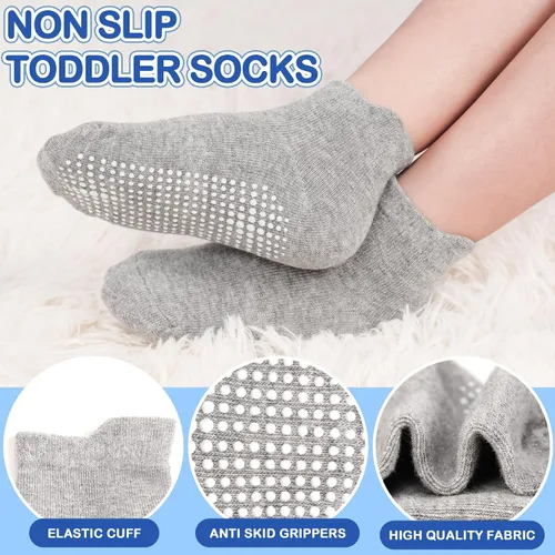 Vista 3 de SkiBeaut 12 pares de calcetines antideslizantes para niños y niñas con agarres, calcetines antideslizantes para niños pequeños de 1 a 7 años