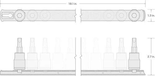 Vista 7 de TEKTON SHB92102 - Juego de llaves hexagonales de 1/2 pulgada con riel, 14 piezas (0.236-0.748 in)