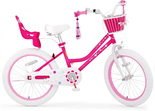 Vista 11 de KORIMEFA Bicicleta para niñas de 2 a 12 años, 12, 14, 16, 20 pulgadas, bicicleta para niños pequeños con ruedas de entrenamiento, bicicleta