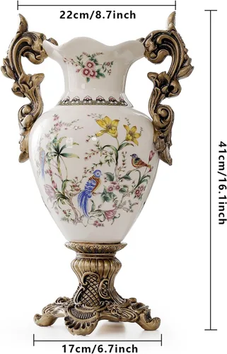 Vista 3 de Magcolor Jarrón de cerámica blanca de mesa alta para flores de hierba de pampas, 16.1 pulgadas de alto, diseño único jarrón de cerámica agrietada