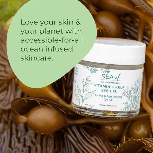 Vista 5 de Sea-el Vitamina C Kelp Gel tonificante y antiedad para el cuidado de la piel para hinchazón, bolsas debajo de los ojos y ojeras, refrescante brillo
