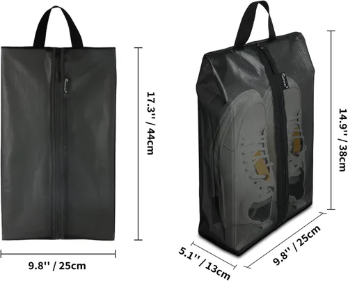 Vista 2 de Bolsas de zapatos para viajes, paquete de 3 bolsas de zapatos impermeables XXL para mujeres y hombres, diseño translúcido bolsa organizadora