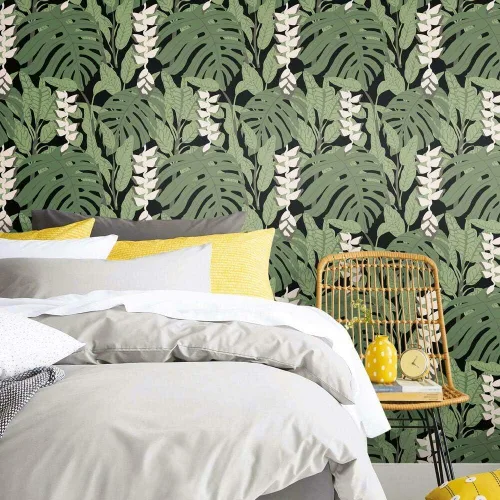 Vista 10 de RoomMates RMK11531RL Finlayson - Papel tapiz autoadhesivo verde y amarillo Bunaken