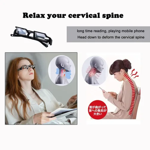 Vista 2 de Gafas perezosas que se colocan con prisma de luz con ángulo de 90°, relajantes para el cuello, para acostarse, leer y ver