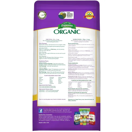 Vista 2 de Espoma Organic Bulb-Tone 3-5-3 Fertilizante natural y orgánico y alimento vegetal para todos los bulbos de primavera y otoño. Bolsa de 4 libras. Uso