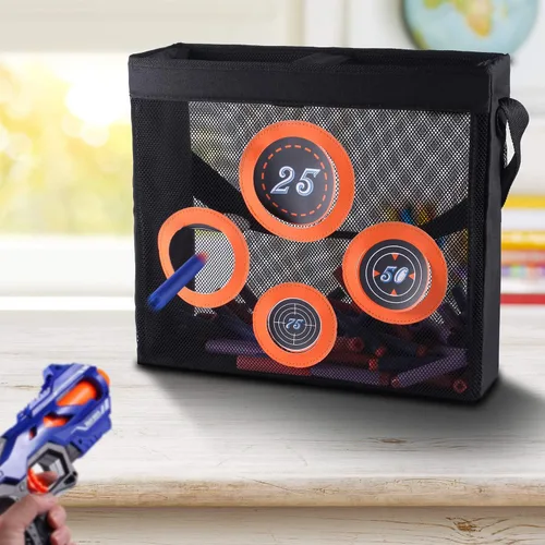 Vista 6 de Hely Cancy - Bolsa de almacenamiento de malla portátil para juguetes de práctica de tiro con objetivo compatible con dardos Nerf para niños de 6