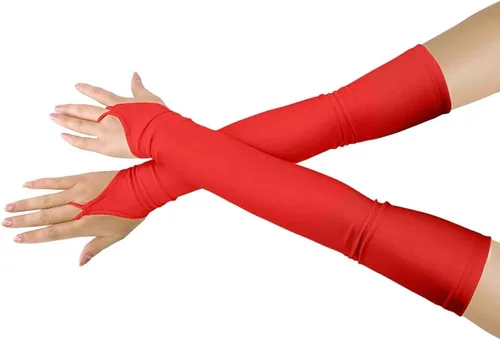 Vista 30 de Shinningstar Guantes largos de elastano elástico sin dedos sobre el codo para niñas y niños adultos