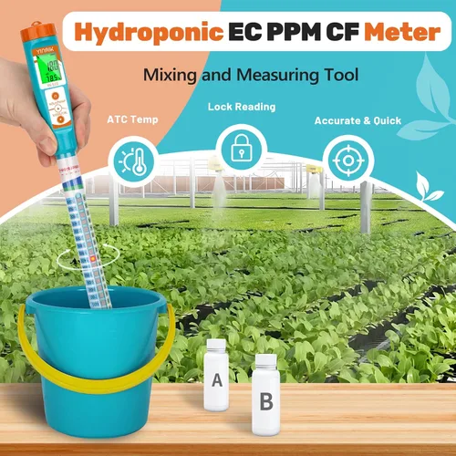 Vista 2 de Truncheon EC PPM Medidor de nutrientes para hidropónico, barra de comprobador de conductividad para cultivo hidropónico PPM herramienta de medición