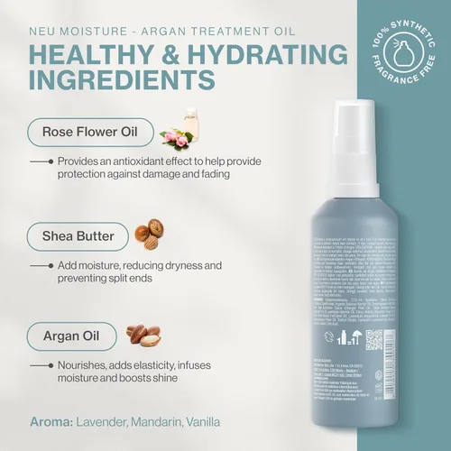 Vista 3 de Neuma Aceite de tratamiento de argán Neu Moisture para cabello, 3.4 onzas líquidas Fórmula ligera con manteca de karité y aceite de argán