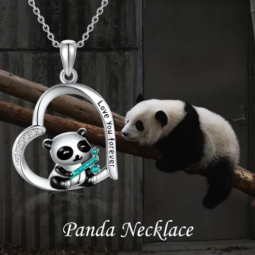 Vista 6 de Lindo regalo de animales de plata esterlinapanda rojoconejo, collar con colgante de animal lindo joyería para mujeres niñas regalos