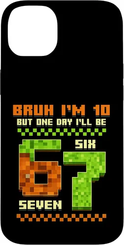 Vista 15 de Bruh I'm 10 But One-Day I'll Be 67 Retro 10th Birthday Kids Case for iPhone XR