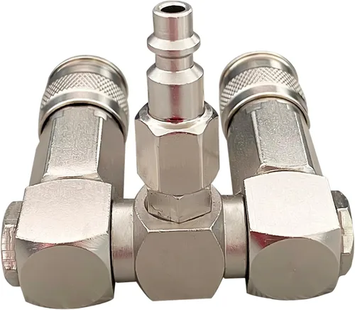 Vista 3 de Conector de manguera de aire - Divisor de manguera de aire de 2 vías, accesorios para compresores de aire, conectores giratorios de 360 grados