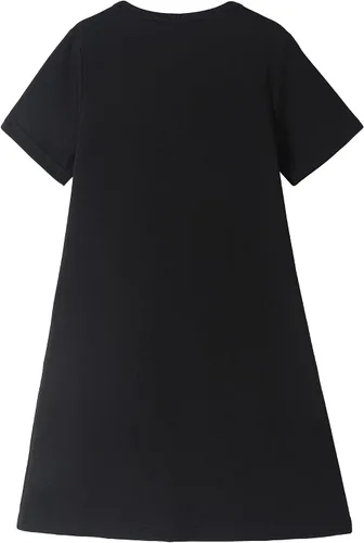 Vista 2 de Hupohoi Bata de dormir de manga corta para niñas grandes con lindos gatos, diseño de día perezoso, pijama Gato negro