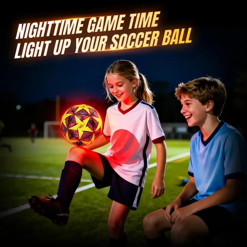 Vista 4 de Light Up Soccer Ball Glow in The Dark Size 3/4/ 5 Indoor&Outdoor Sports Gifts Birthday Ideas for 3-15+ Boys, Girls, Teens with Pre-Installed