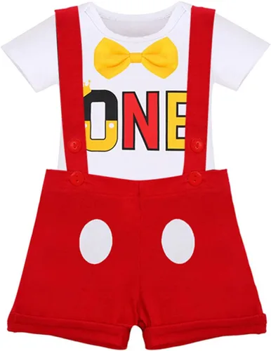 Vista 6 de IBTOM CASTLE Conjunto de caballero para primer cumpleaños para bebé, niño, traje formal con pajarita, babero, pantalones, orejas, conjunto