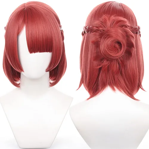 Vista 22 de Pelucas de anime verde oscuro para hombre, peluca corta y recta con flequillo para mujer, peluca COS para Halloween, Navidad, cómic, transmisión