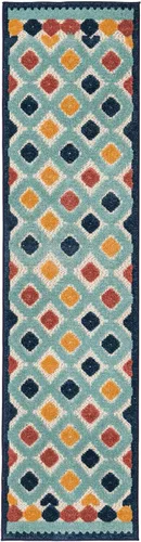 Vista 3 de Unique Loom Belize Outdoor Collection - Alfombra Sarstoon (2 x 8 pies, color marfil/azul claro)