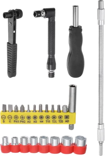 Vista 8 de uxcell Kit de extensión de broca flexible, juego de 24 puntas de destornillador de vástago hexagonal de 1/4 pulgadas, herramientas de mango con eje