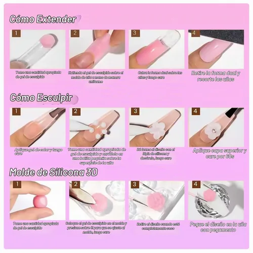 Vista 9 de Gel de uñas sólido constructor, 6 colores no pegajosos para esculpir las uñas