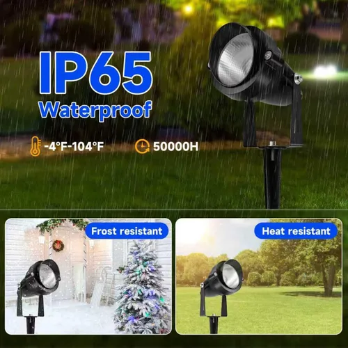 Vista 5 de Luces de Navidad para exteriores, iluminación de paisaje que cambia de color de 12 V con control remoto y temporizador (4H/6H/8H), focos RGB