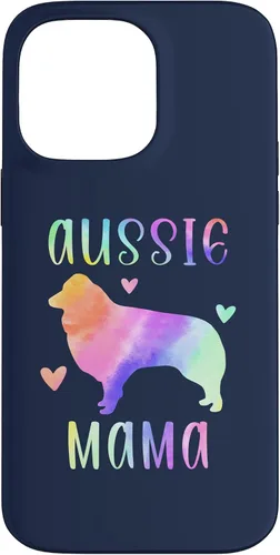 Vista 21 de iPhone 16 Aussie Mama Australian Shepherd Mom Rainbow Watercolor Case