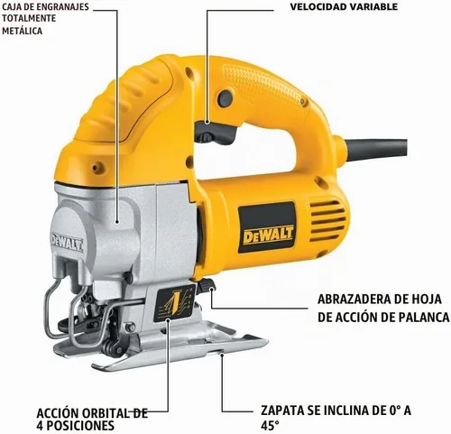 Vista 2 de DEWALT Sierra de calar, mango superior, 5.5 amperios, con cable (DW317K), color amarillo
