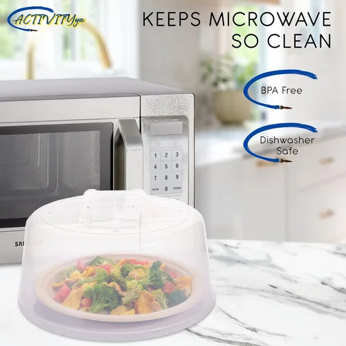 Vista 6 de Cubierta grande para microondas para alimentos, tapa protectora de salpicaduras, funda de soporte para pasteles, tamaño 11.5 pulgadas x 5 pulgadas
