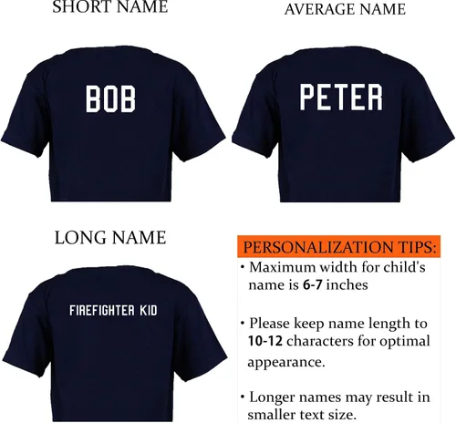 Vista 5 de Camisa personalizada de bombero azul marino para niño