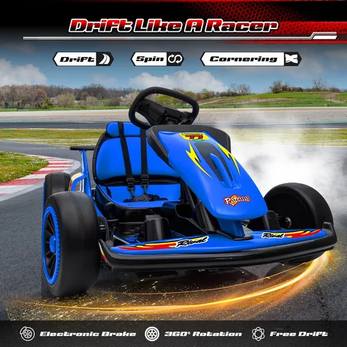 Vista 4 de Go-Kart eléctrico de deriva para niños de 6 a 12 años, motor de 400 W de Azul