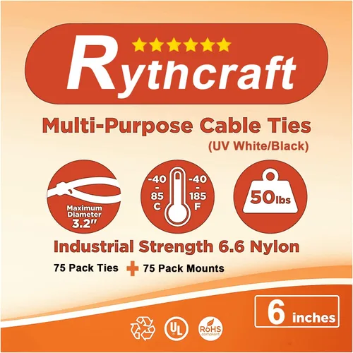 Vista 7 de 75 bridas para cables con base de sujeción para cables de 6 pulgadas y 0.19 pulgadas y tornillo de acero inoxidable, clips organizadores de cables