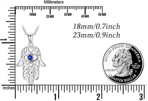Vista 6 de Hamsa Hand of Fatima Pendant Necklace 925 Sterling Silver Hamsa Evil Eye Filigree Good Luck Amulet Necklaces Jewelry Gifts for Women Teens