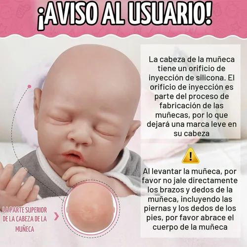 Vista 2 de Vollence - Muñeca de silicona de cuerpo completo de 18 pulgadas, ojos realistas cerrados, platino renacido, niño realista