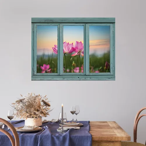 Vista 20 de wall26 Adhesivo decorativo para pared, diseño de oso y mariposa fuera de una ventana abierta, no se pega ni se pega, papel tapiz no tejido