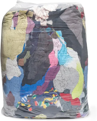 Vista 6 de Buffalo Industries (10085PB) Trapos de tela de camiseta multicolor reciclados, bolsa de 50 lb., trapo multiusos para limpieza, derrames de pintura