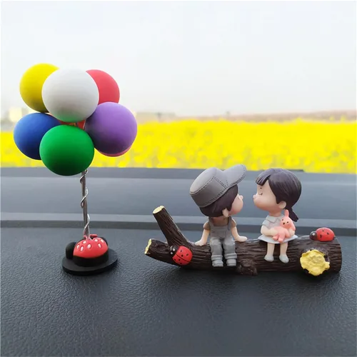 Vista 10 de Adornos lindos para parejas, decoración de automóvil, dibujos animados lindos, figuras de acción para parejas, adorno de globo, decoración de globo