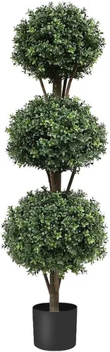 Vista 10 de momoplant Juego de 2 plantas artificiales de boj de 56 a 4.7 pies para interiores y exteriores