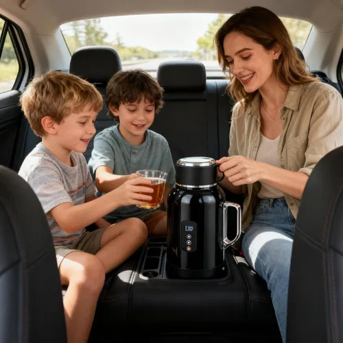 Vista 2 de Hervidor eléctrico para automóvil, olla de calefacción portátil para té, café y agua caliente, ideal para viajes por carretera, camping, viajes