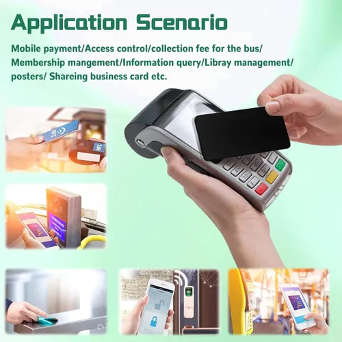 Vista 4 de 10 tarjetas NFC NTAG215 negras NFC NFC215 - Tarjeta NFC programable, reescribible, memoria de 504 bytes, compatible con teléfonos y dispositivos